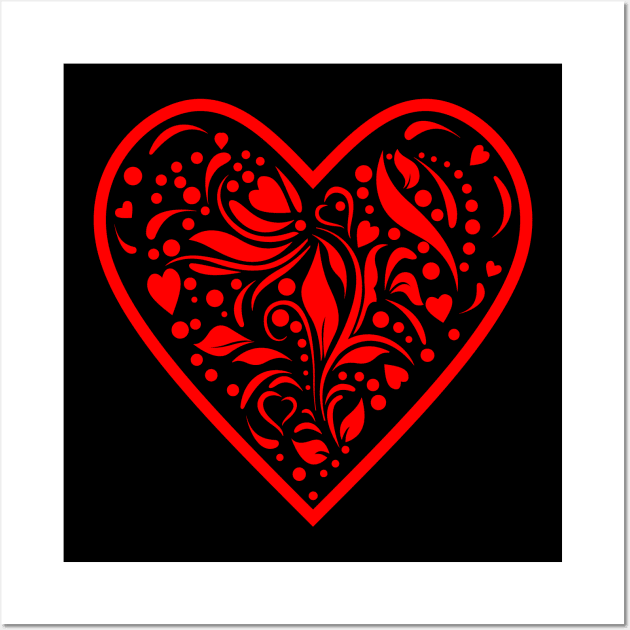 HAPPY Valentines Day Red Heart Wall Art by SartorisArt1